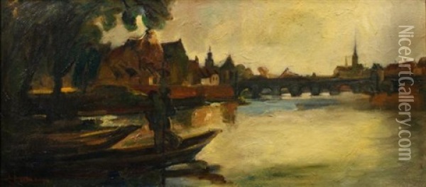 Maasbrug Oil Painting - Henri Charles Jonas