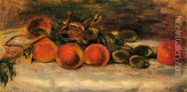 Still Life with Peaches and Chestnuts Oil Painting - Pierre Auguste Renoir