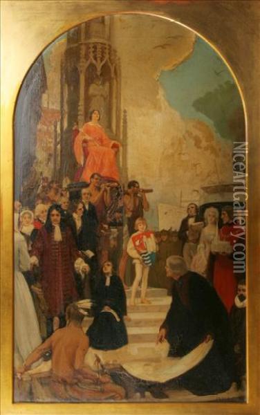 Sketch Foran Apotheosis Of Bristol Oil Painting - Ernest Board