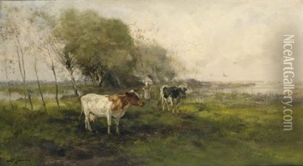 Milking Time Oil Painting - Willem George Frederik Jansen