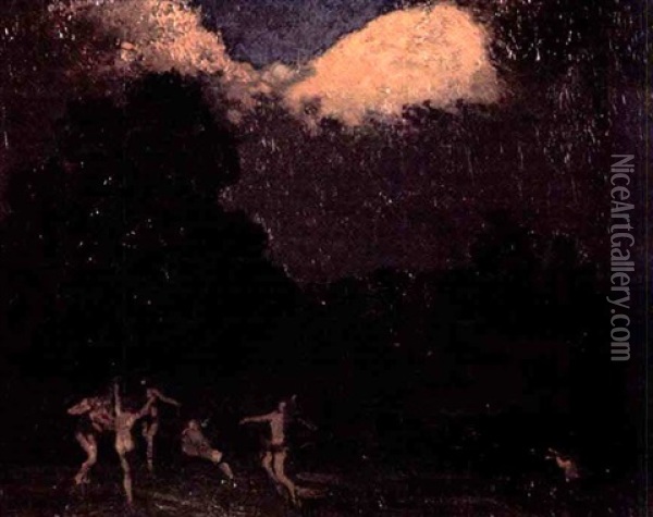 Dancing Bacchantes Oil Painting - Arthur B. Davies