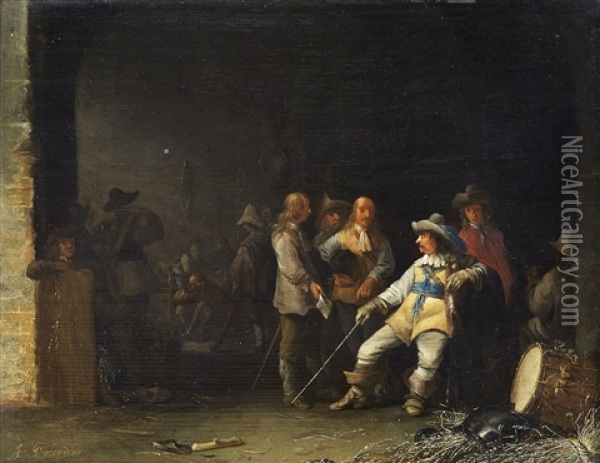 Soldiers In The Guardroom Oil Painting - Anthonie Palamedesz