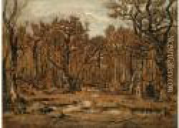 La Mare Aux Fees En Foret De Fontainebleau Oil Painting - Theodore Rousseau