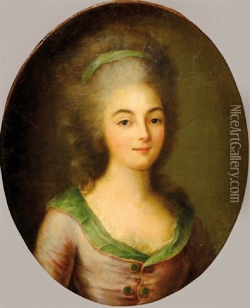 Portrait De Jeune Fille Oil Painting - Armand Vincent de Montpetit