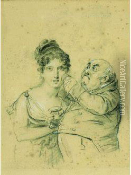 Un Homme Poudrant Le Visage D'une Jeune Femme Oil Painting - Louis Leopold Boilly