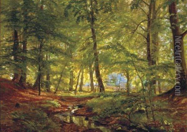 A Sunlit Glade Oil Painting - Christian Zacho
