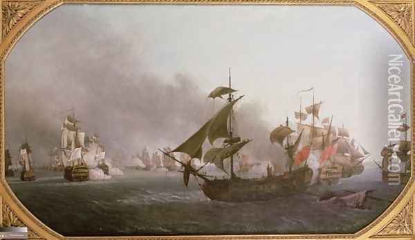 Naval Combat off the Isle of Grenada Oil Painting - Jean-Francois Hue