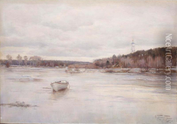 Rowing Boat On The Volga Oil Painting - Fedor Karlovich Burkhardt