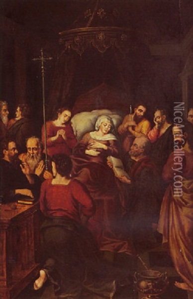 La Mort De La Vierge Oil Painting - Michiel Coxie the Elder