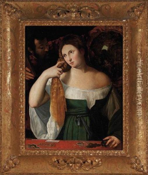 Dama Conespejo Oil Painting - Tiziano Vecellio (Titian)