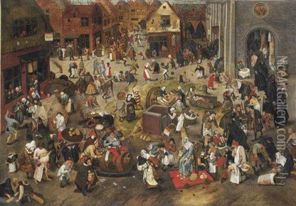 The Battle Between Carnival And Lent Oil Painting - Pieter Brueghel the Younger