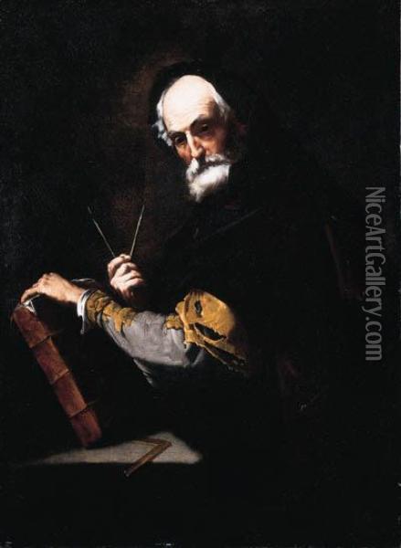 A Philosopher Oil Painting - Jusepe de Ribera