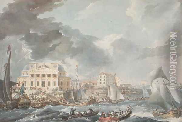 Stock Exchange in St. Petersburg, 1787 Oil Painting - Jean Balthazard de la Traverse