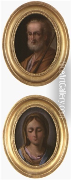 Saint Joseph (+ La Vierge; Pair) Oil Painting - Lorenzo Masucci