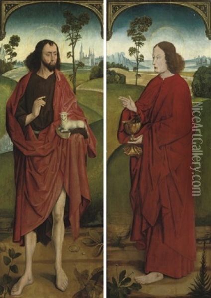 Saint John The Baptist (+ Saint John The Evangelist; Pair) Oil Painting - Johann Koerbecke