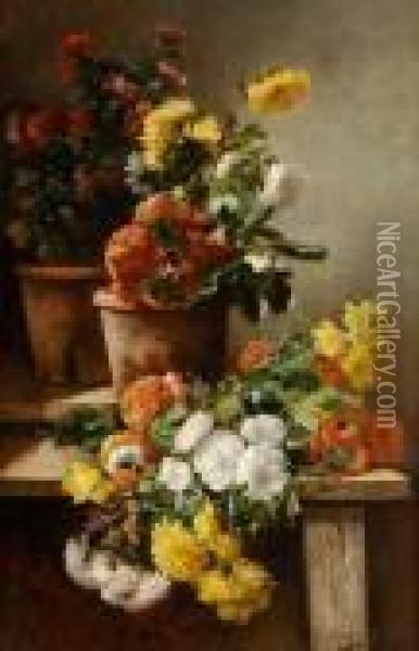 Bouquet De Chrysanthemes Oil Painting - Eugene Henri Cauchois