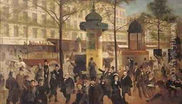 Study for a panorama of the Boulevard de Montmartre Oil Painting - Andre Gill