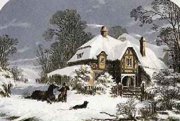 Returning Home through the Snow Oil Painting - Lydon, Alexander Francis