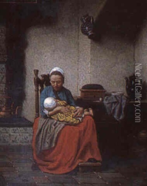 Maternal Joys Oil Painting - Charles Joseph Grips