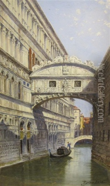 Bridge Of Sighs And Florence (pair) Oil Painting - Antonietta Brandeis