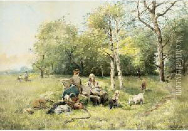 In The Fields Oil Painting - Johan Mari Ten Kate