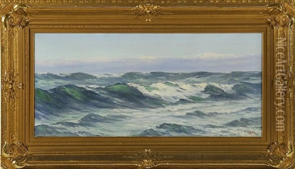 View Of Rolling Waves Oil Painting - Carl (Charles Edward) Hallberg