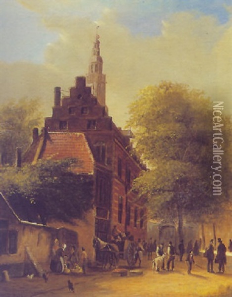 A View Of A Town Oil Painting - Johannes Frederik Hulk the Elder