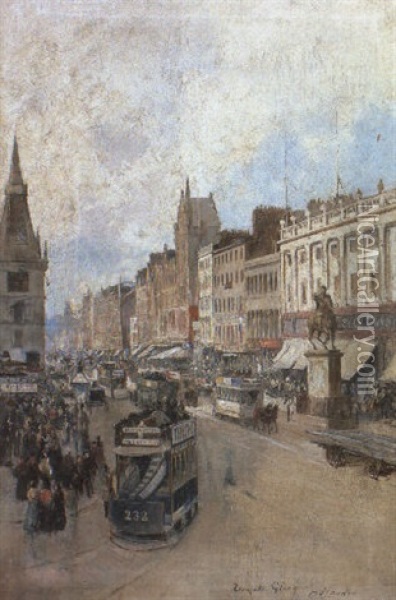 The Trongate, Glasgow Oil Painting - Charles James Lauder