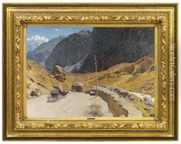 Georgian Military Road Oil Painting - Aleksandr Aleksandrovich Kiselev
