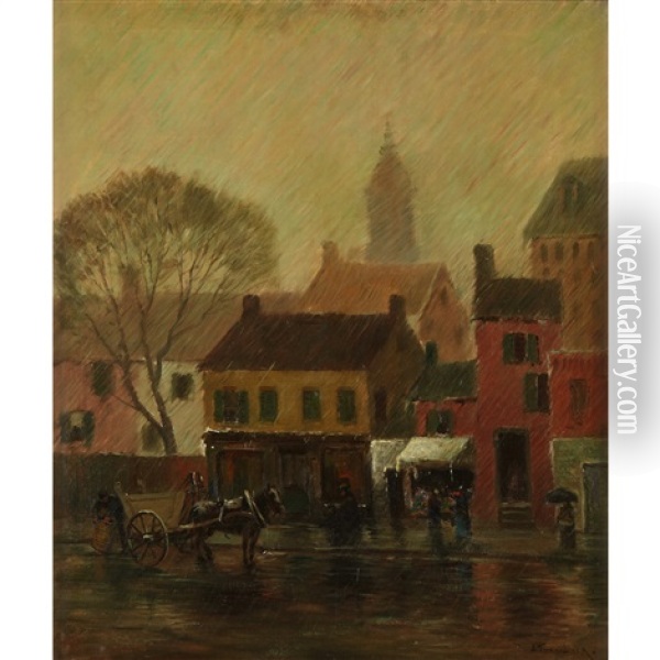 Rainy Day, Canal Street, New York City Oil Painting - Alexander Theobald Van Laer
