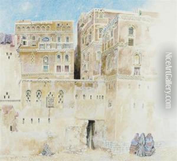 The Old City, Sanaa, Yemen Oil Painting - James Reeve Stuart