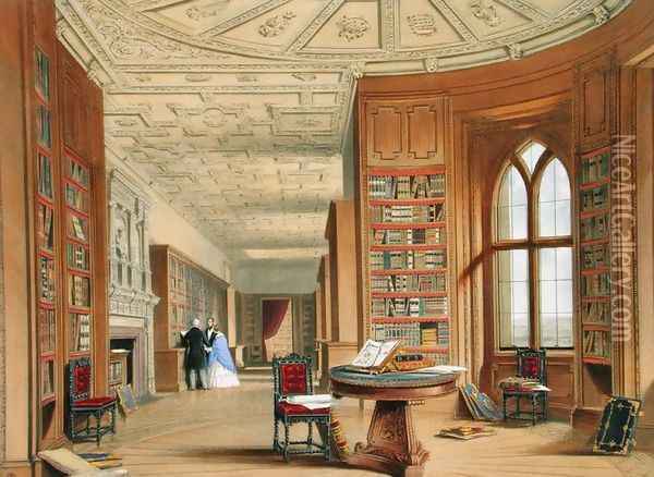 The Library, Windsor Castle, 1838 Oil Painting - James Baker Pyne
