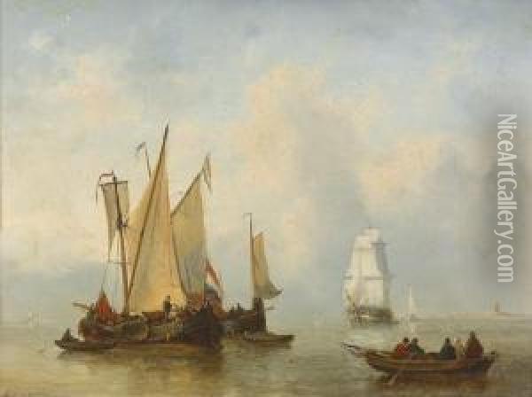 Seestuck Unter Sommerlichem Himmel. Oil Painting - George Willem Opdenhoff