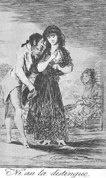 Caprichos Plate 7 Even Thus He Cannot Make Her Out Oil Painting - Francisco De Goya y Lucientes