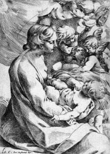 Die Madonna Mit Kind Und Engeln Oil Painting - Lodovico Carracci