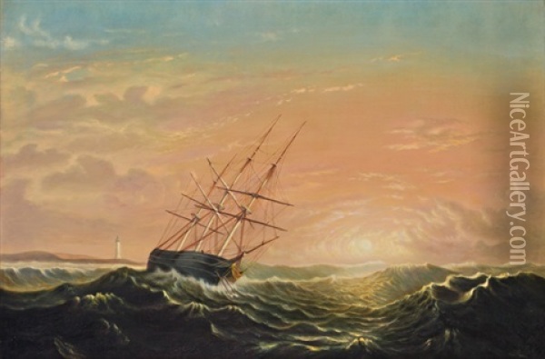Ship At Sea Oil Painting - Mary Blood Mellen