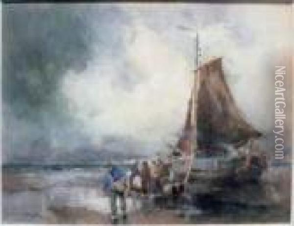 Sea Scene In Holland Oil Painting - William St. Thomas Smith
