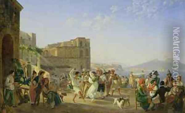 Italian Dancing Naples Oil Painting - Carl Wilhelm Goetzloff
