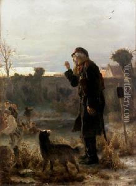 Stary Wiarus I Dzieci, 1871 R. Oil Painting - Friedrich Patschke