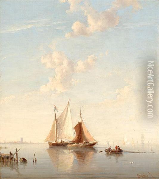Ships On A Calm Sea Oil Painting - Everhardus Koster