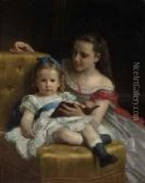Portrait Of Eva And Frances Johnston Oil Painting - William-Adolphe Bouguereau