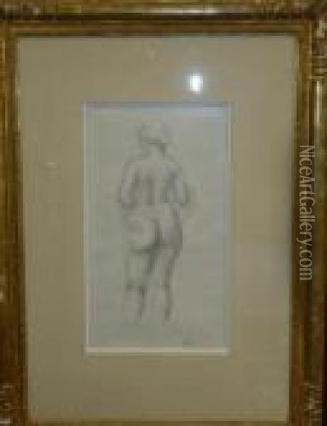 Femme Nue De Dos Tenant Une Echarpe Oil Painting - Aristide Maillol