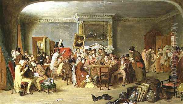 The Auction, 1874 Oil Painting - George Smith