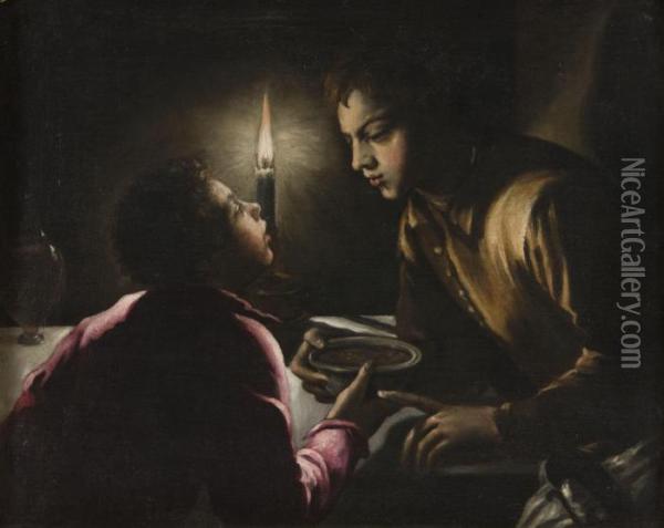 Giacobbe E Esau Oil Painting - Jacopo Bassano (Jacopo da Ponte)