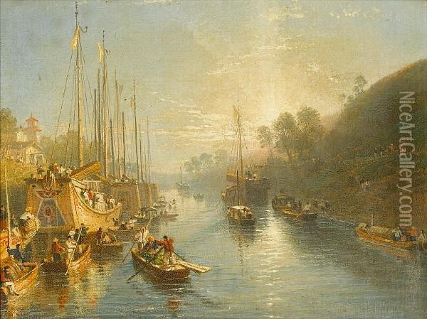 Sunrise On The Grand Canal Of China Oil Painting - William Havell