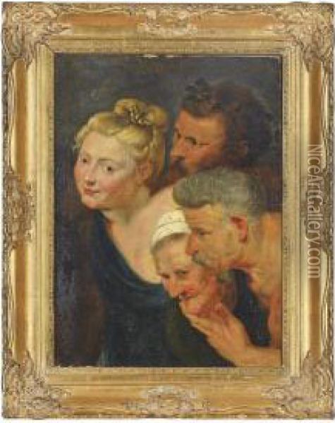Head Studies Of Figures Oil Painting - Peter Paul Rubens