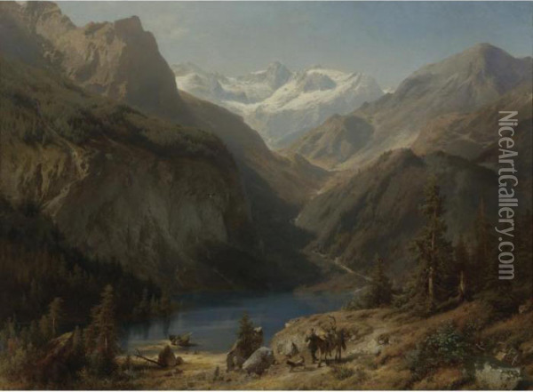 Upper Lake Of The Koenig Sea, Bavarian Highlands Oil Painting - Herman Herzog