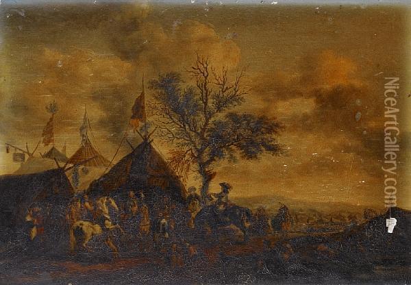 Horsemen At An Encampment Oil Painting - Pieter Wouwermans or Wouwerman