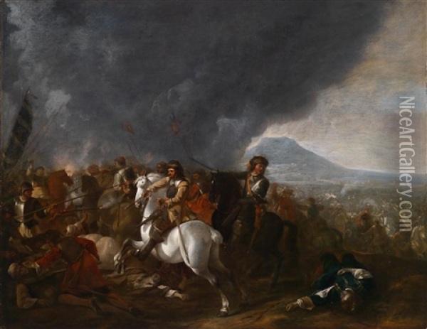 Ein Reitergefecht Aus Den Feldzugen Des Prinzen Eugen Von Savoyen Oil Painting - Jan van Huchtenburg