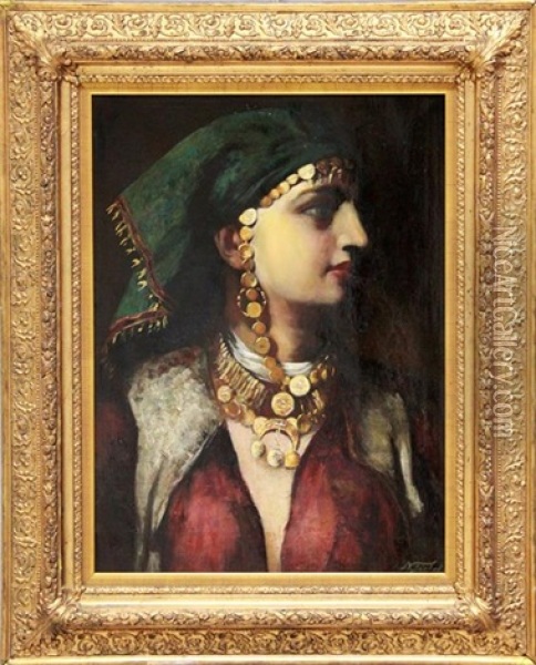 Junge Turkin Oder Orientalin In Tracht Oil Painting - Nathaniel Sichel